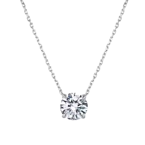 Collana con Pendente in Diamante Sintetico Rotondo, Argento 925 Placcato <span class=keywords><strong>Oro</strong></span> 14K, Solitario a Quattro Punte, Diamante CVD HPHT - Product Image 3