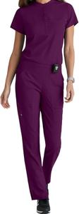 Ensemble de blouses médicales pour femmes Grey's Anatomy, en spandex extensible, col à pression directe, uniformes d'hôpital disponibles en gris - Product Image 3