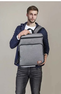 Gray Insulated Cooler <b>Backpack</b> 6 Inch Polyester Leakproof Travel All Seasons Use - Product Image 3