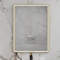 Miroir de salle de bain d'hôtel moderne à LED avec éclairage frontal, interrupteur tactile intelligent, température de couleur réglable, anti-buée, mural