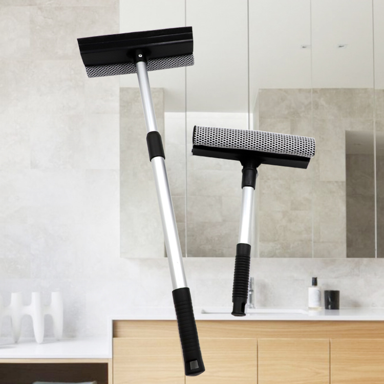 2 в 1 ложки с длинной ручкой, расширение алюминиевый полюс оконное средство для чистки стекла мойщик окон с резиновый скребок стеклоочистителя