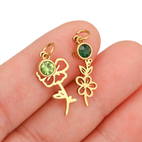 Romantique 12 mois fleur pierre de naissance breloques en acier inoxydable Iris Rose Snowdrop pendentifs pour la fabrication de bijoux résultats accessoires