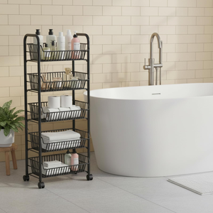 Carrito de Almacenamiento Rodante Delgado de 6 Pulgadas con Ruedas, Estante Metálico de 6 Niveles para Especias, Organizador Móvil para Cocina - Product Image 2