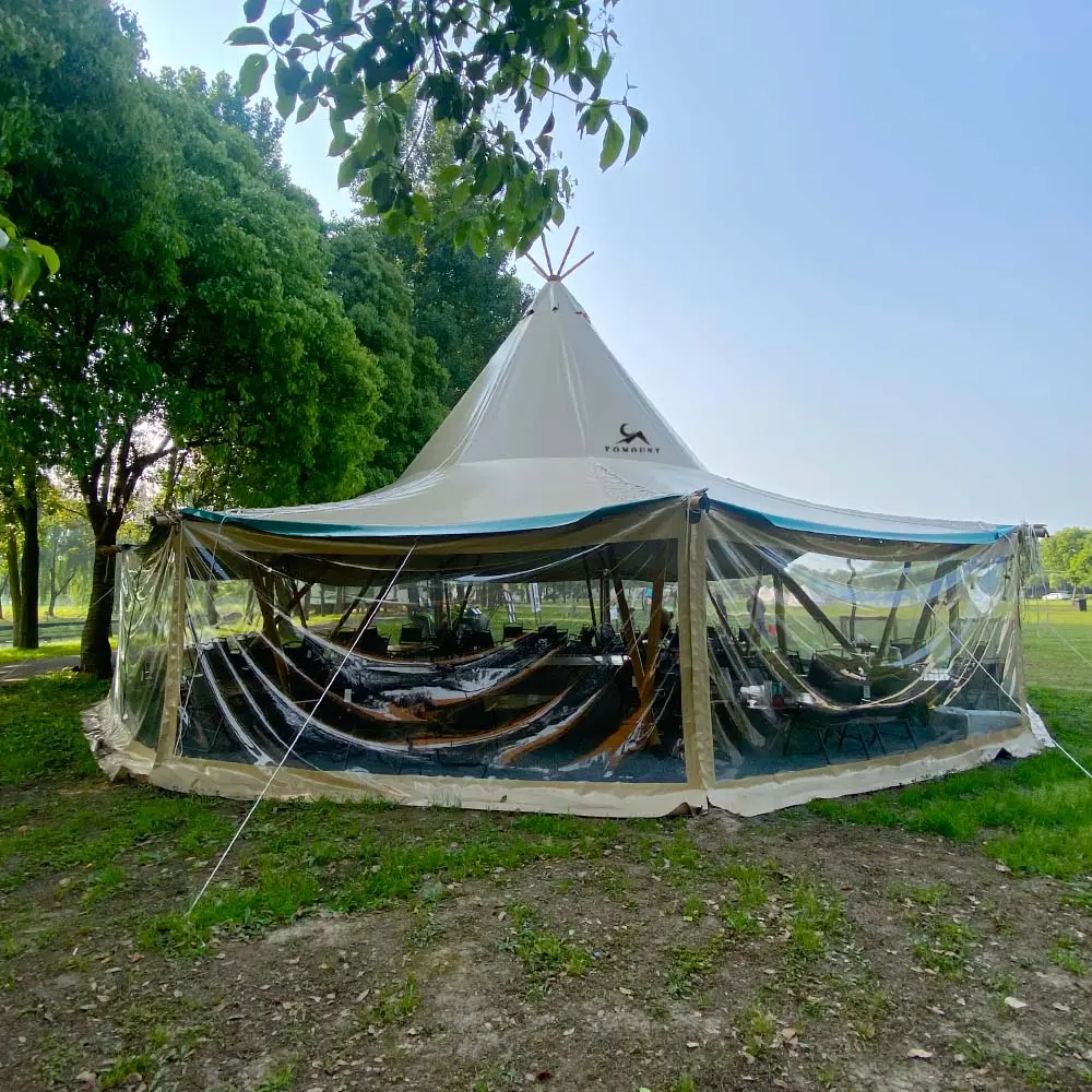 Barraca resistente de madeira para praia, tenda de sombra para café e bebidas ao ar livre