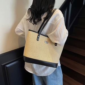Fashion Women's <b>Straw</b> Tote <b>Bags</b> with Zipper Daily Travel Use <b>Straw</b> Handbags Large Capacity Totes - Product Image 4