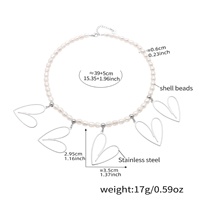 Collier Ins en acier inoxydable plaqué PVD or 18 carats avec perles de coquillage et cœur pour femmes et filles