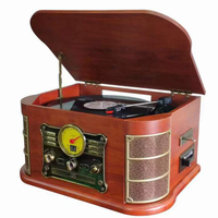 Tourne-disque Lecteur de gramophone sans fil vintage à 3 vitesses Radio FM Lecteur de platine vinyle