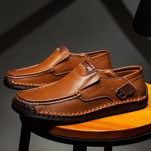 Luxury Handmade Leather Casual Men's Comfortable Anti-Slip Breathable Sneakers <b>Driving</b> <b>Shoes</b> All Season - Product Image 4