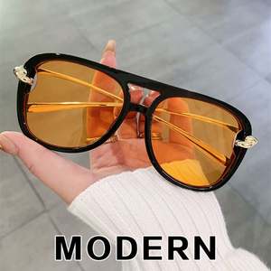 Gafas de Sol Retro 2025 con Logotipo Personalizado, Doble Puente Metálico, Estilo Punk, Protección UV400, Modelo Piloto Cuadrado para Hombre y Mujer - Product Image 3