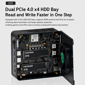 Mini PC CoreNest <span class=keywords><strong>AMD</strong></span> Ryzen AI 9 365 Zen 5 de 10 Núcleos, 24GB LPDDR5 6400MT/s, Radeon 880M, Doble M.2 PCIe 4.0, 8TB, Mini Estación de Trabajo con IA - Product Image 2