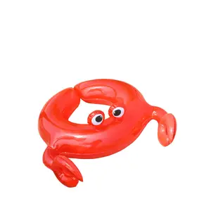 B01 mainan kolam air bayi, cincin berenang kepiting merah tiup tabung pelampung air kolam pesta pantai liburan musim panas untuk bayi