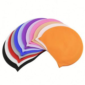Custom Eco-Friendly Durable Lightweight <b>Silicone</b> Swim Cap High Elasticity <b>Waterproof</b> 24cm Width Professional Fitness Swimming - Product Image 1