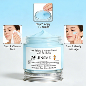 Crème hydratante 50 ml au miel naturel, beurre de graisse de bœuf nourri à l'herbe et huile d'olive, réparatrice, apaisante, anti-inflammatoire pour peaux normales, OEM - Product Image 3