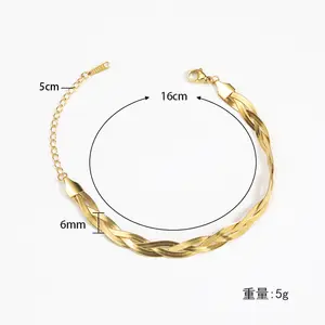 L'Europe et les États-Unis transfrontalier ins personnalité tressée trois corde tempérament titane <span class=keywords><strong>acier</strong></span> épais chaîne bracelet nic - Product Image 1
