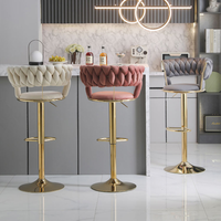 Tabouret de bar de luxe en velours, réglable en hauteur, pour comptoir, maison, café