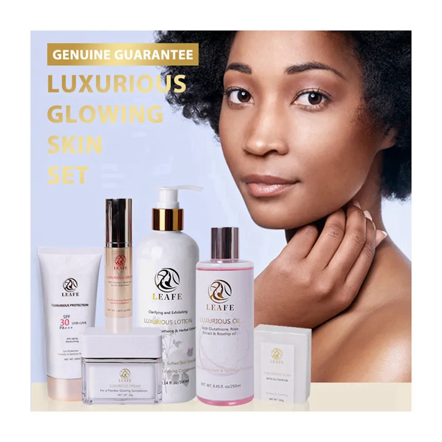 Private label wholesales glutathione skin brightening whitening fading dark spots face body skin care set vitamin c serum soap o