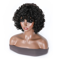 Extensions de cheveux humains Remy brésiliens bouclés et rebondissants, double trame, couleur brun foncé naturel, courts et bouclés
