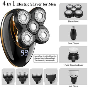 Rasoir électrique pour hommes sans fil rechargeable, humide et sec, pour crâne et tête chauve, étanche, avec lames rotatives, rasoir électrique pour cheveux - Product Image 6