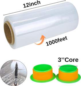 Huamaohengchun Paquete de 2 Rollos de Film Estirable Transparente de HDPE, Resistencia Industrial, 12'' x 1000 pies, Calibre 80, Plástico de Grado Alimenticio para Envolver - Product Image 2