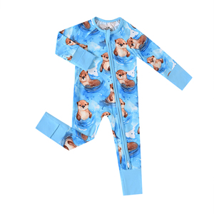 Pijama <span class=keywords><strong>de</strong></span> Bebé Unisex con Cierre, Estampado Azul, Disponible para Entrega Rápida, Ropa <span class=keywords><strong>de</strong></span> Dormir para Recién Nacidos - Product Image 1