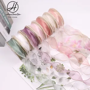 Vàng Cạnh Vòng Tay Lụa Ruy Băng 10 Bãi Bó Hoa Gói Và Bán Hoa Làm Việc Quà Tặng Ruy Băng - Product Image 1