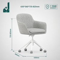 Fauteuil élégant à dossier bas en tissu texturé, design ergonomique, pivotant avec roulettes en nylon, fauteuil lounge en tissu pour salle de réunion et bureau de direction