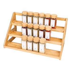 Étagère à épices en bambou 4 niveaux avec couvercle en bois hermétique pour épices et sel - Product Image 2