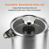 Cafetière à piston HIGHWIN Home Cafe, en acier inoxydable à double paroi, avec couvercle en verre transparent
