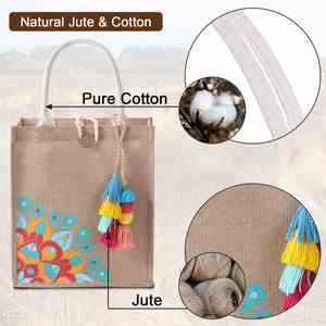 Hot Selling Reusable Shopping Travel Grocery Custom Logo Burlap Jute Tote Bag - Product Image 3