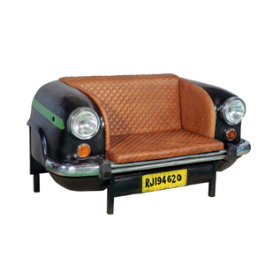 Sofá Original Ambassador para Auto con Asiento de Cuero Negro con Cuero Marrón, Muebles Originales Ambassador para Auto + Muebles de Cuero - Product Image 2