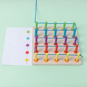 Juguete Sensorial Montessori para Niños Pequeños, Tarjetas con Patrones de Bandas Coloridas, Juego de Aprendizaje Preescolar, Geoboard de Madera, Tablero de Clavijas para Gráficos - Product Image 2