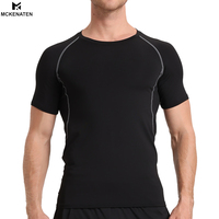 T-shirt de sport respirant et élastique pour homme, séchage rapide, manches courtes, compression, été