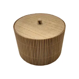 Scatola di immagazzinaggio cilindrica di legno cilindrica fatta a mano di Logo su ordinazione all'ingrosso di alta qualità