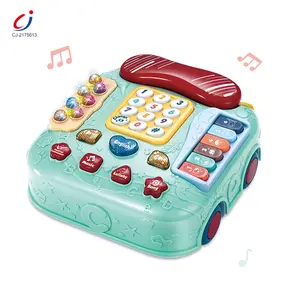 Chengji รถดนตรีโทรศัพท์ของเล่นไฟฟ้ามัลติฟังก์ชั่การศึกษาเด็กของเล่นโทรศัพท์พร้อมไฟ