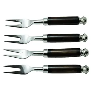 Unique Style Black White And Silver Color Stainless Steel Wood Handle Fork Set Home and kitchenware Used Customized New Style