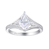 Bague en argent sterling 925 avec zircon 5A en forme de cerf-volant, fabrication sur mesure en gros