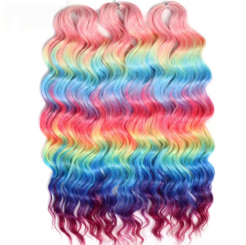 Afro Kinky Deep Twist Wave Synthetic Crotchet Braiding Hair Gogo Water Wave Anna Curl 24Inch Ombre Rainbow Color Curl Hair