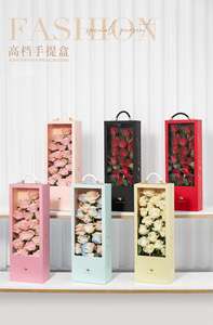 Nuova versione fioriera rettangolare di lusso con scatole regalo con manico in pelle per san valentino - Product Image 3