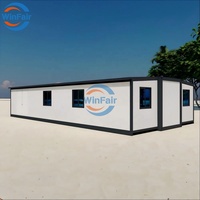 WinFair Tunisie – Nouvelle Maison Conteneur Préfabriquée Extensible Économique 40 pieds pour MOQ 1 unité / Bureau de Jardin / Studio de Jardin / Studio à Domicile