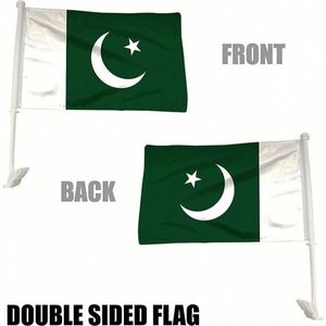 Pakistan Car <b>Flag</b> Pakistani National Double Stitched Edges Digital Printed 100D Banner for Car Vehicle Truck for Parades - Product Image 2
