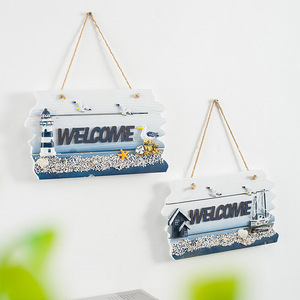 Mediterranean <b>Wall</b> Sculpture 2Pcs Seabird Lighthouse Sailing Ship <b>Signage</b> Home Decor Irregular Shape Pine Material - Product Image 1