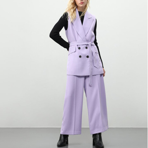 Épaulettes col de smoking personnalisées, Double boutonnage, bouton solide, <span class=keywords><strong>gilet</strong></span> <span class=keywords><strong>sans</strong></span> manches, <span class=keywords><strong>costume</strong></span> Long pour femmes - Product Image 5
