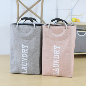 Laundry <b>Basket</b> Cotton Linen Rectangle <b>Foldable</b> Moisture Proof Thickened Storage Organizer For Clothes - Product Image 3