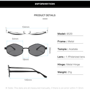 Gafas de Sol Polarizadas Sunray al por Mayor, Nuevas, Modernas, de Acetato y Metal de Alta Calidad, Montura Pequeña, para Mujer, Viaje 2026 - Product Image 3