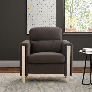 Poltrona Girevole Imbottita Morbida per Hotel <span class=keywords><strong>e</strong></span> Ufficio Domestico Design Moderno con Gambe in Legno - Product Image 1