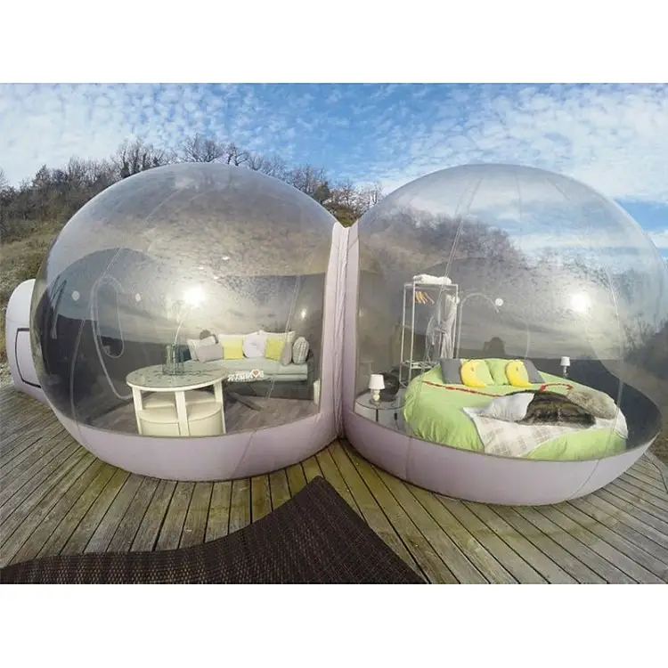 Nuovo arrivo a buon mercato popolare riscaldato pvc trasparente bolla gonfiabile trasparente igloo tende camere per il campeggio affitto pubblicità festa