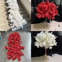Guirlande de fleurs artificielles blanches de luxe pour arche de mariage, décoration de table événementielle, chemin de table, couronne, fleurs de cerisier, roses, soie, perles, coton