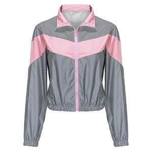 Thời Trang Phản Quang Tracksuit Phụ Nữ Dây Kéo Crop Tops + Quần Dài 2 Mảnh Thiết Lập Nữ Bộ Quần Áo Áo Khoác Quần S-XXL - Product Image 6