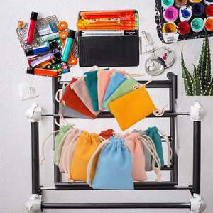 Lot de sacs cadeaux en coton avec cordon de serrage, pochette imprimée colorée pour montres, bijoux, vêtements, bagues - Logo personnalisé - Product Image 5