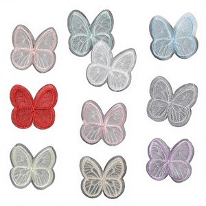Etiqueta Bordada a Máquina de Poliéster con Diseño de Mariposa de Dibujos Animados, Parche Bordado, Adornos y Accesorios DIY para Bullet Journal - Product Image 1